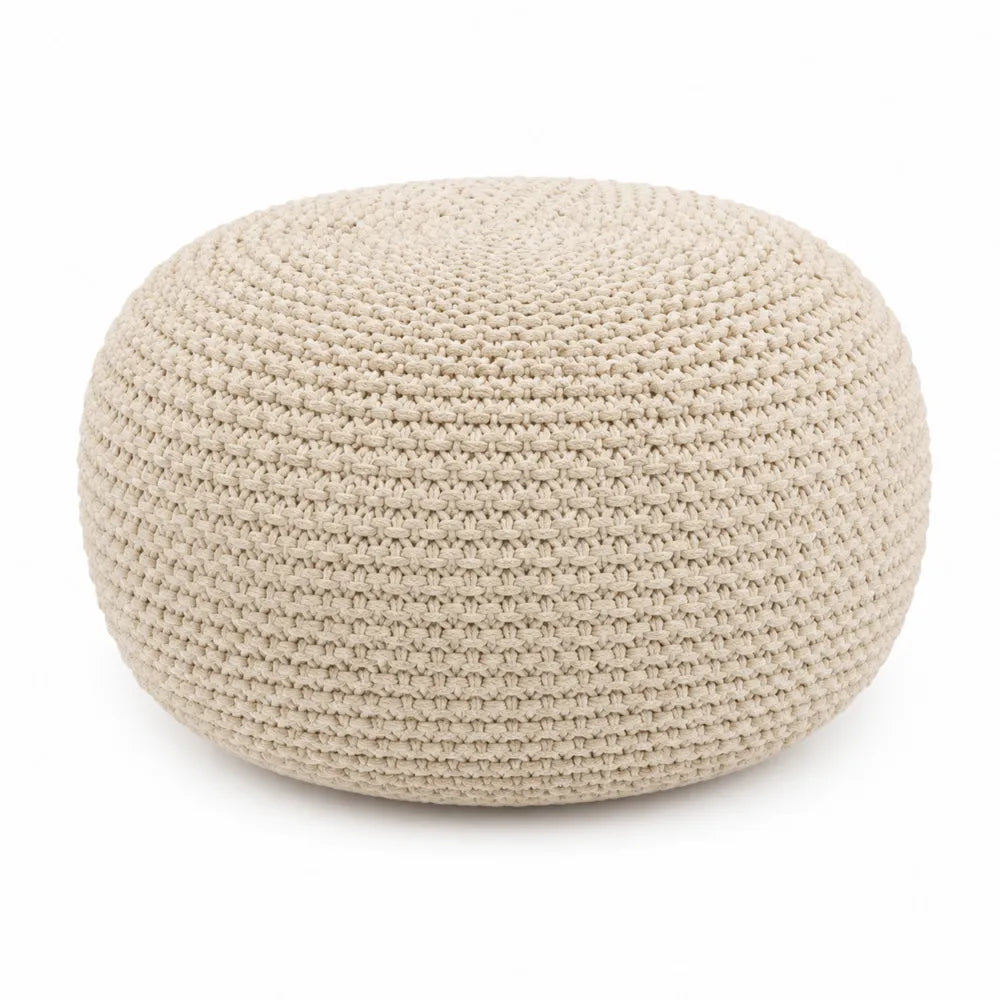 Pouf rotondo cotone beige 50 cm