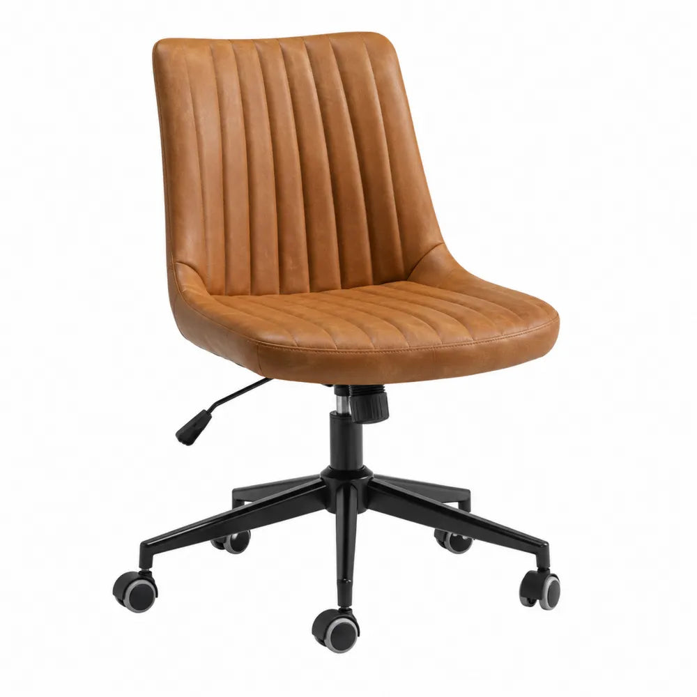 Sedia girevole in pelle sintetica marrone