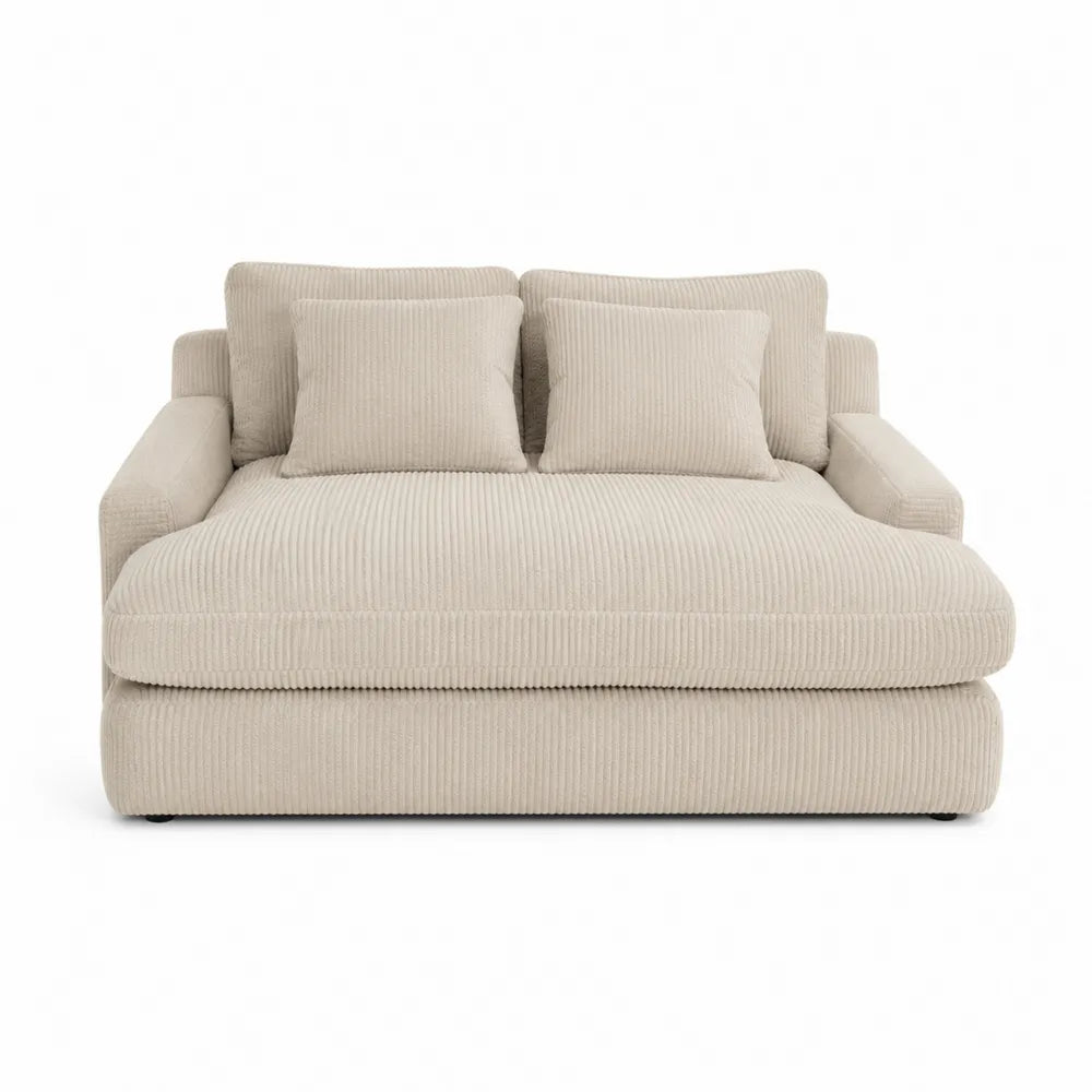 Divano Letto in Tessuto a Coste Beige 200x100x80 cm