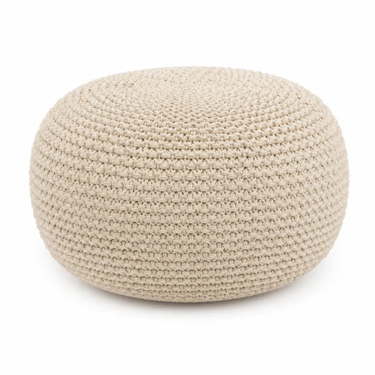 Pouf rotondo cotone beige 50 cm