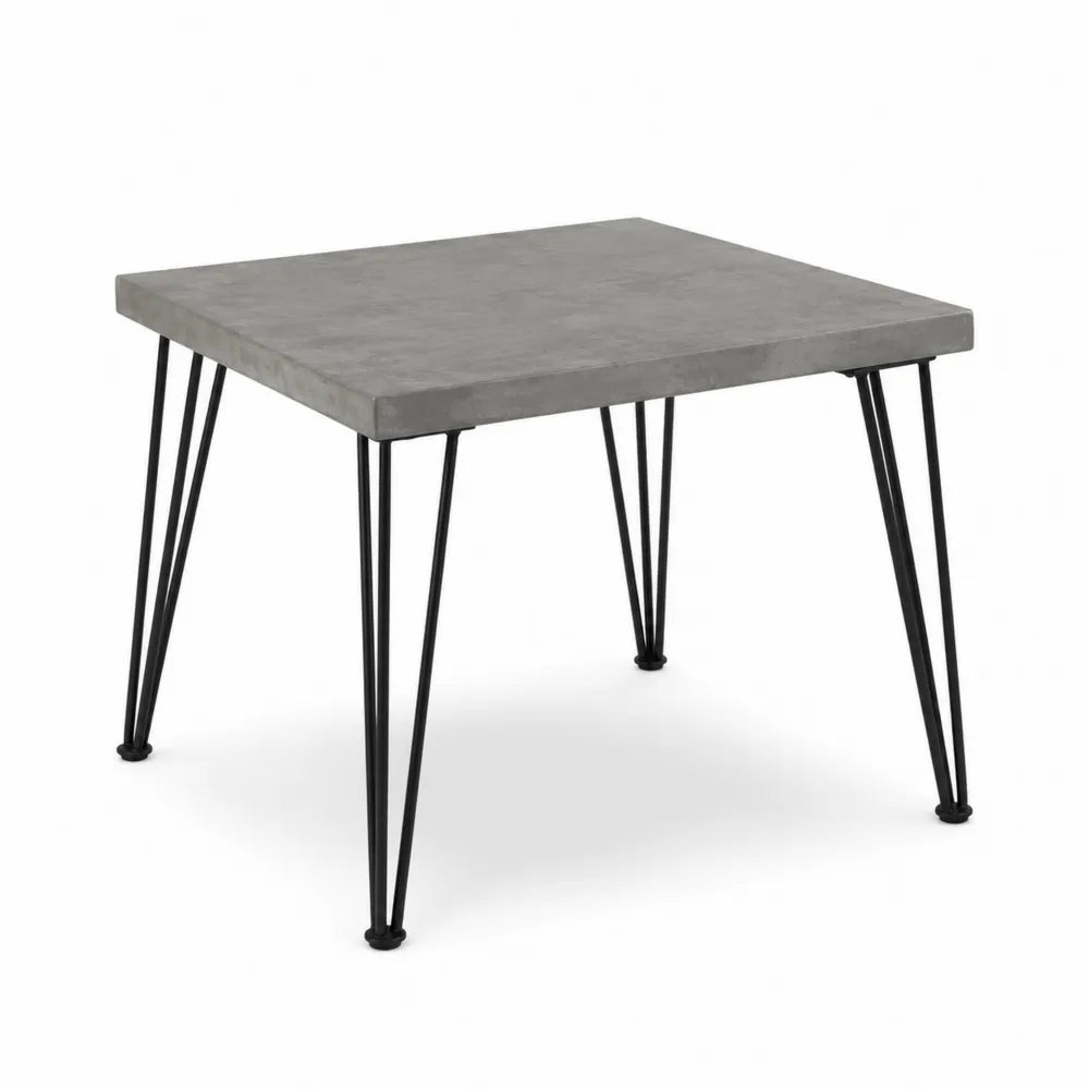 Tavolo quadrato in cemento composito e acciaio nero 90x90x75 cm