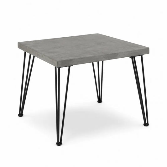 Tavolo quadrato in cemento composito e acciaio nero 90x90x75 cm