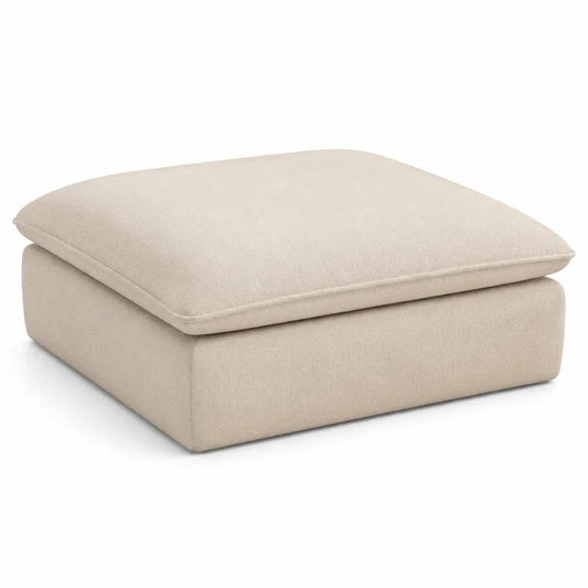 Poggiapiedi quadrato in tessuto beige