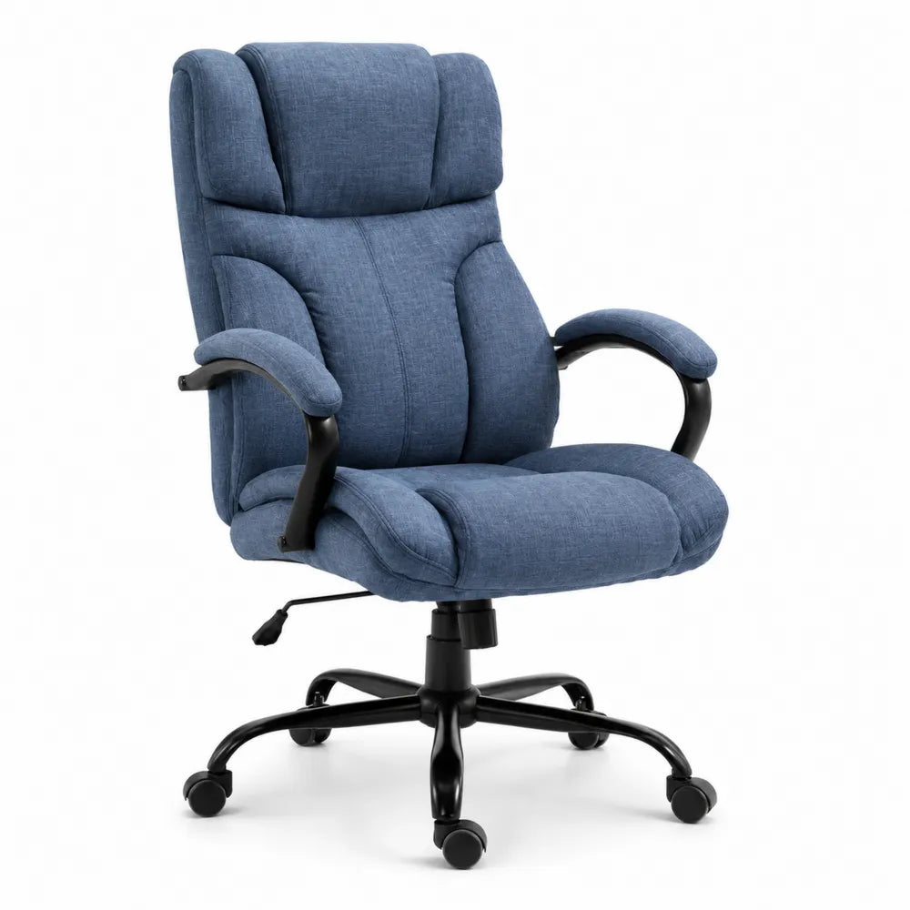 Sedia da ufficio in metallo e tessuto blu